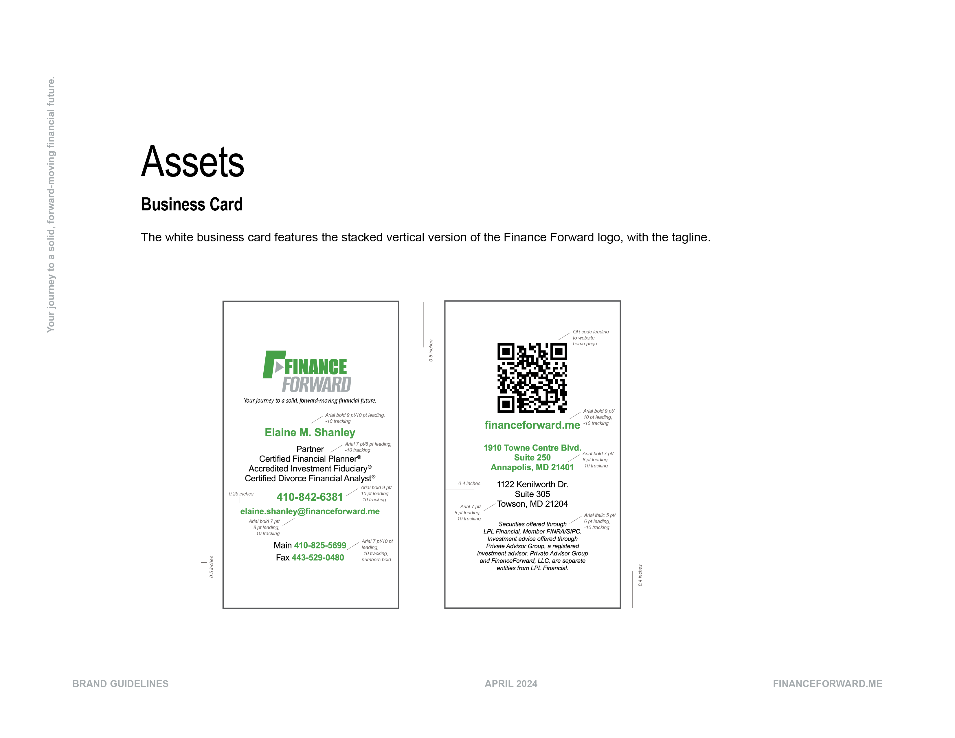 Finance Forward Brand Style Guideline Book, Business Cards