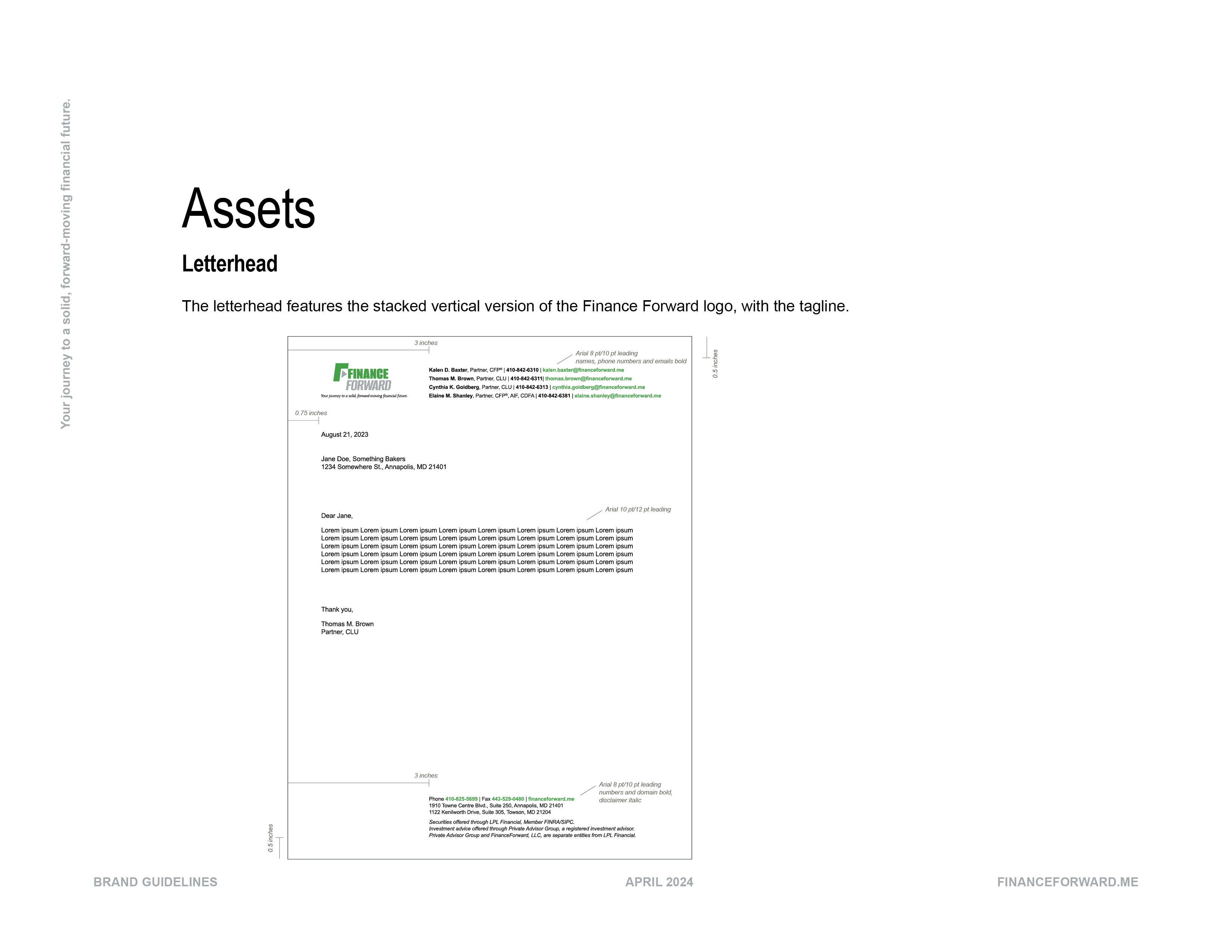 Finance Forward Brand Style Guideline Book, Letterhead