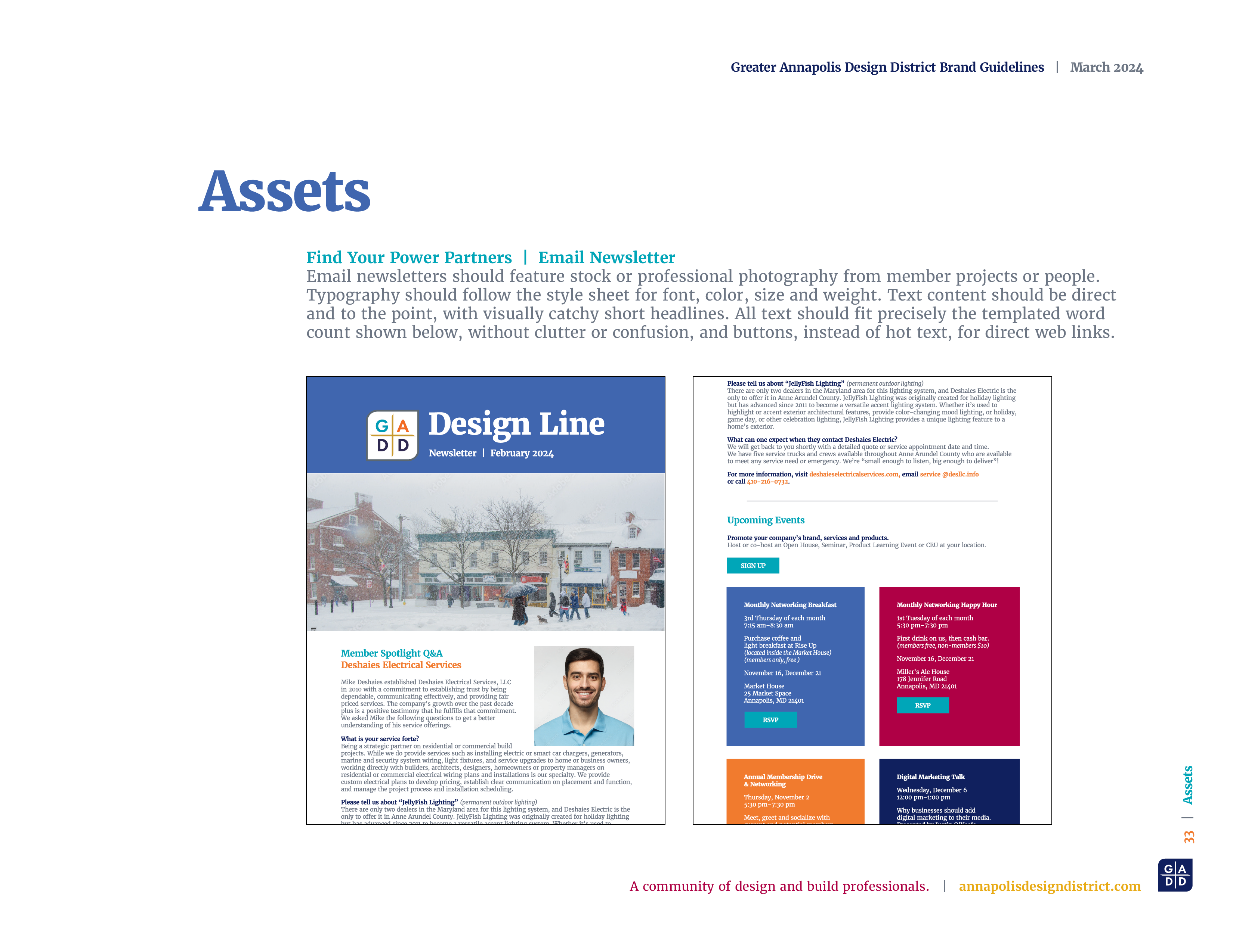 Greater Annapolis Design District Brand Style Guidelines Book, Email Newsletter