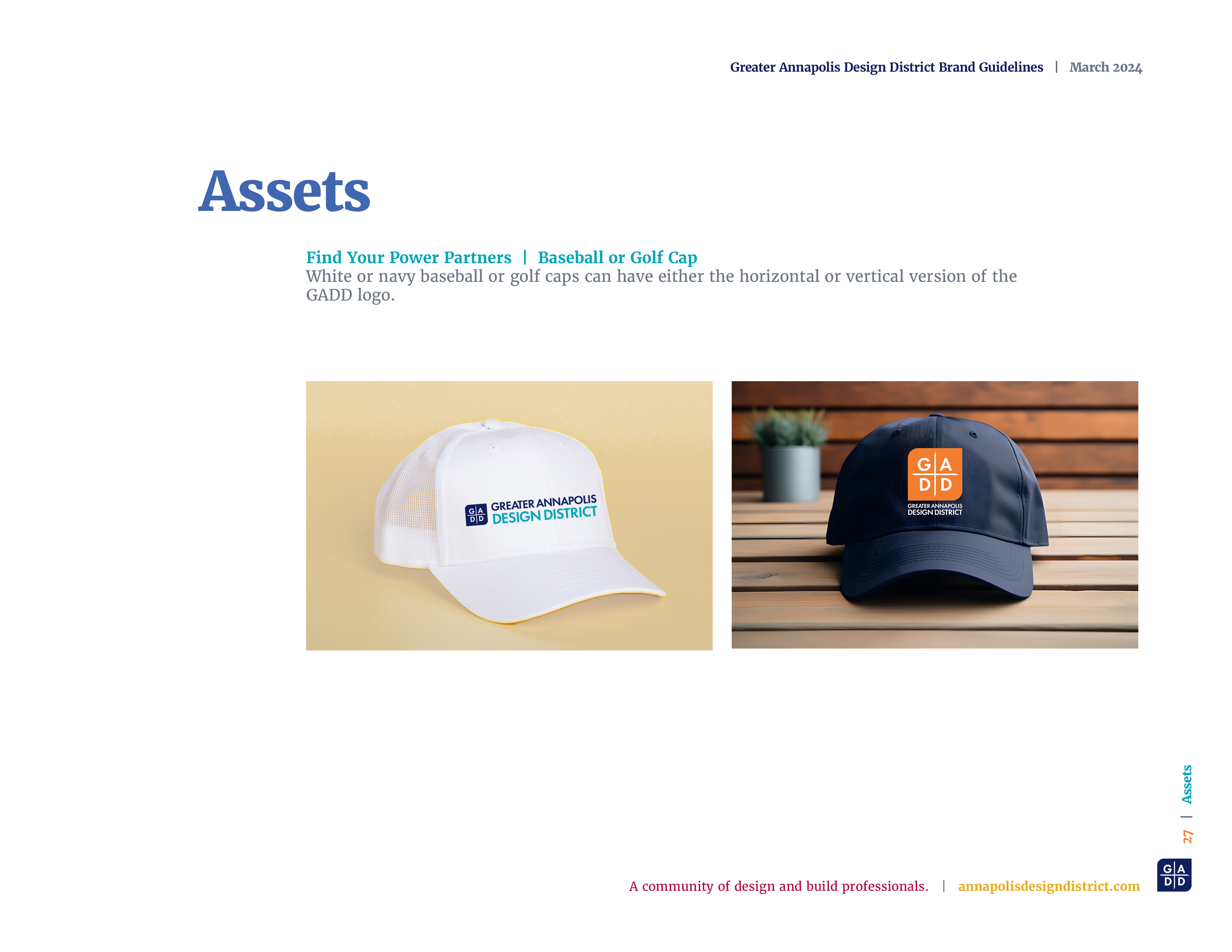 Greater Annapolis Design District Brand Style Guidelines Book, Hats