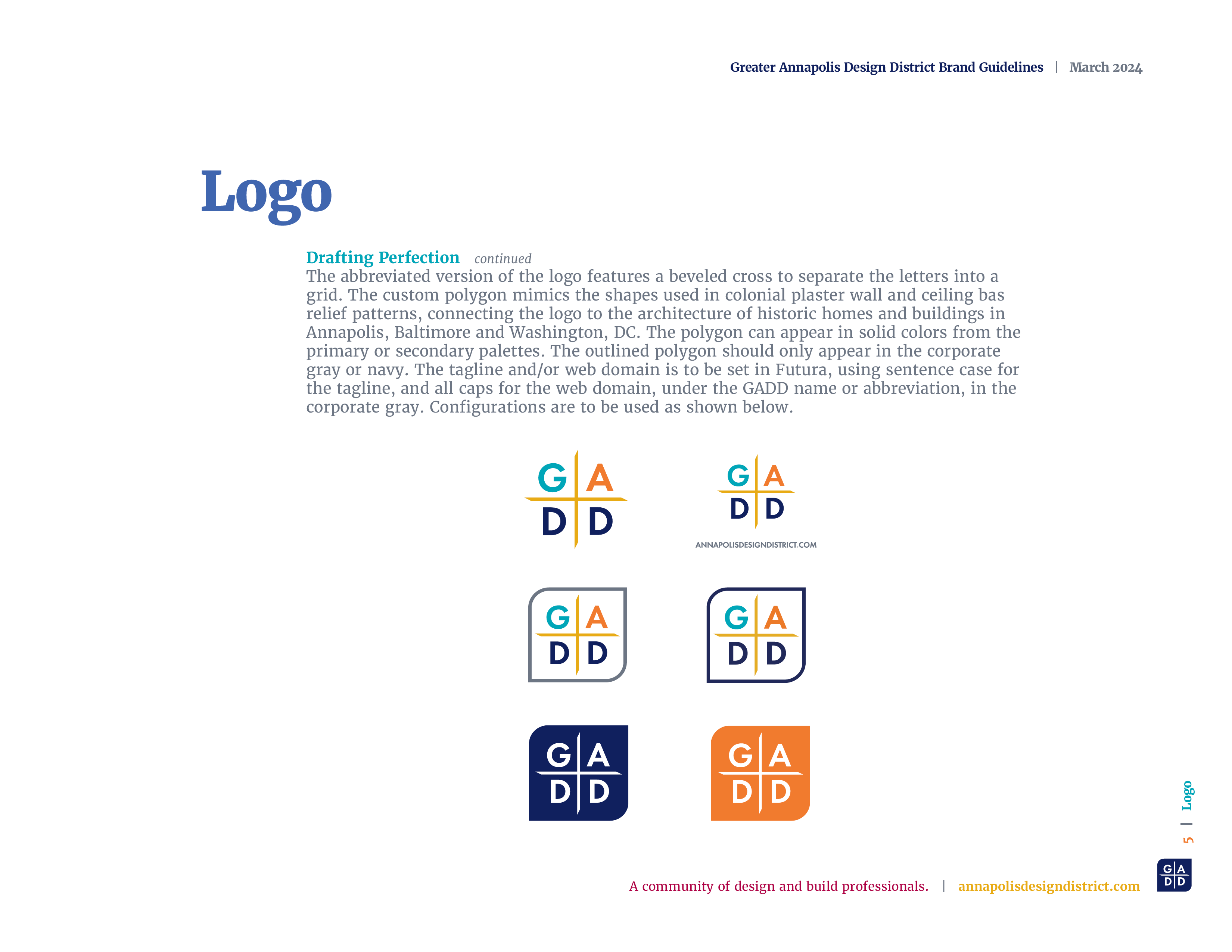 Greater Annapolis Design District Brand Style Guidelines Book, Logo Icons