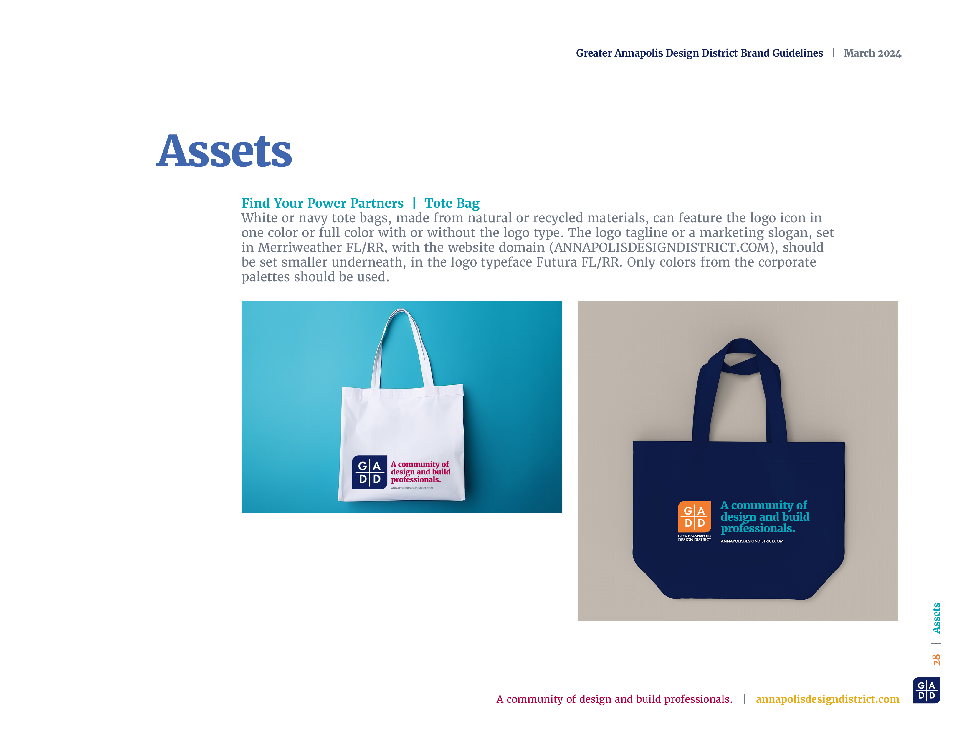 Greater Annapolis Design District Brand Style Guidelines Book, Tote Bags